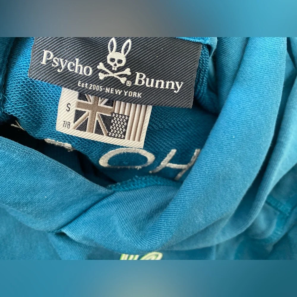 Psycho Bunny Hoodie Sweater Embroidered Size Small 7/8 Cotton Pullover - Picture 5 of 6